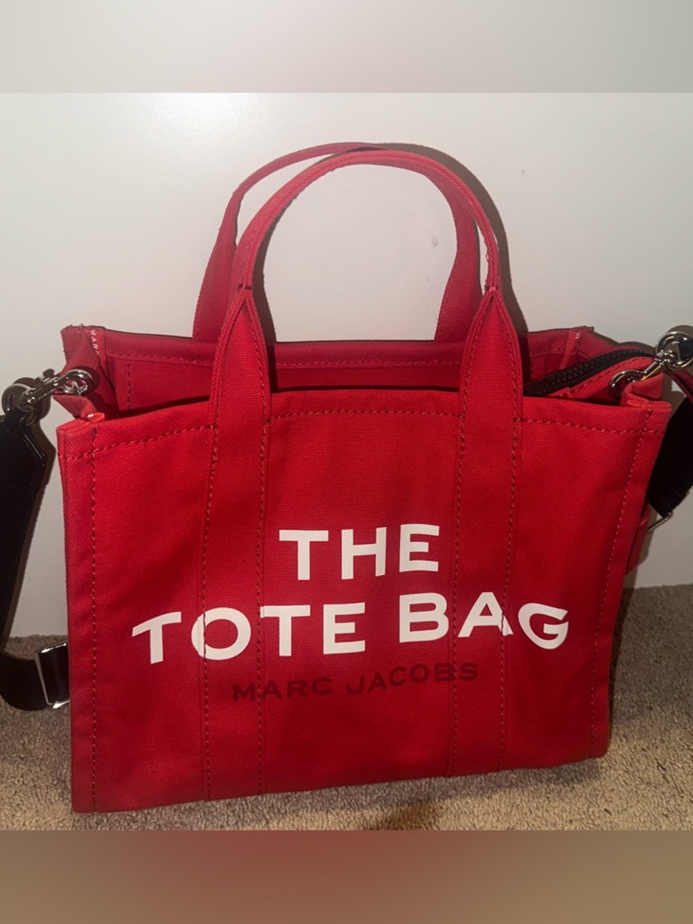 Marc Jacobs Bright Red Canvas Interior Tote